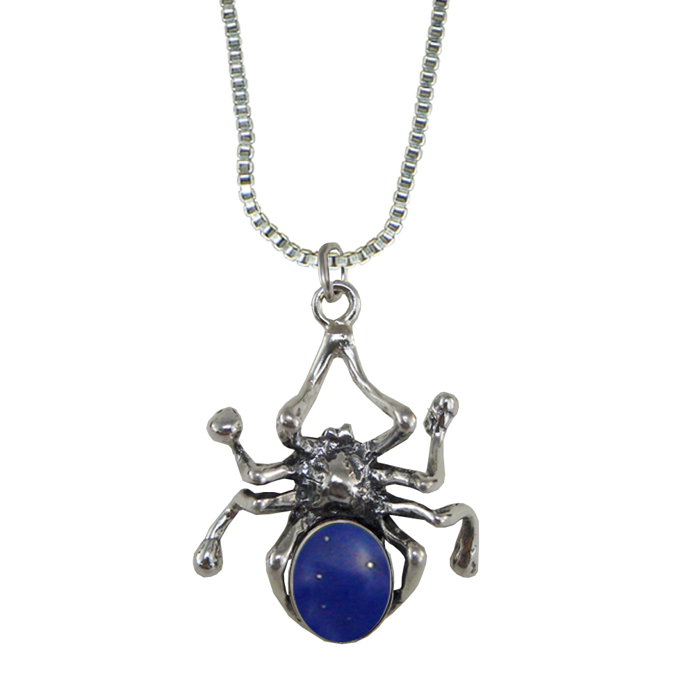 Sterling Silver Spider Pendant With Lapis Lazuli